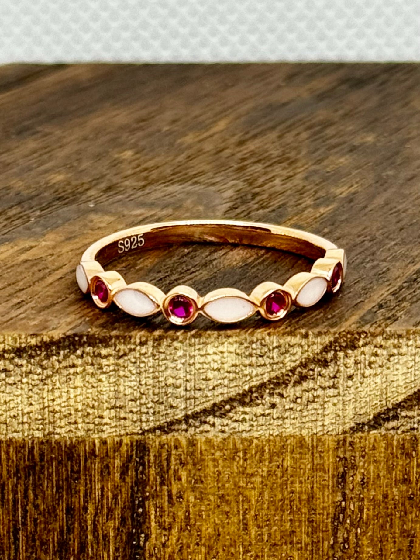 half band single birthstone ring