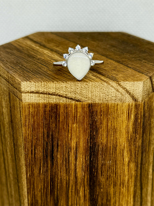 pear ring with diamond crown