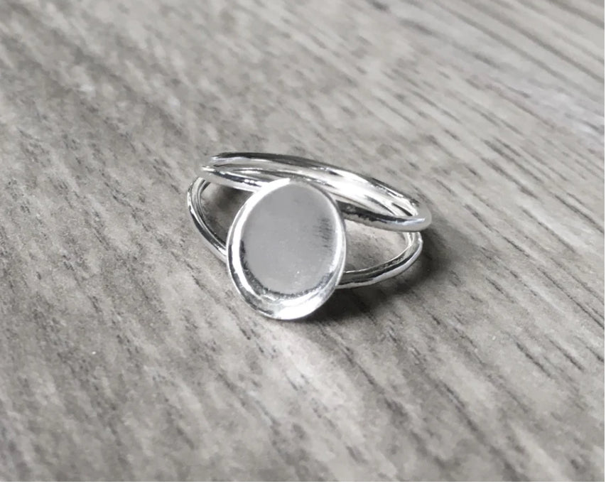 silver circle/oval double band