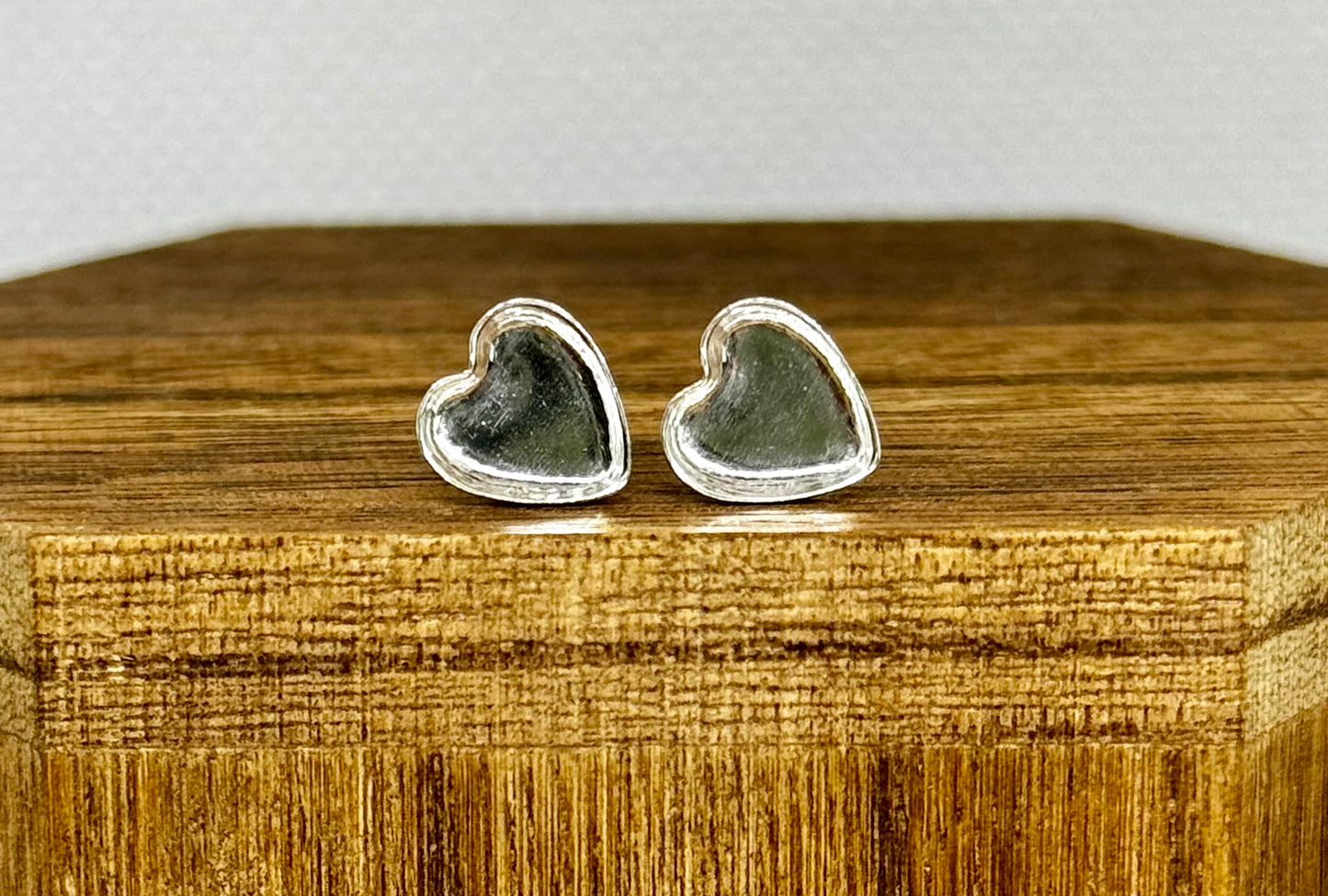 silver heart studs