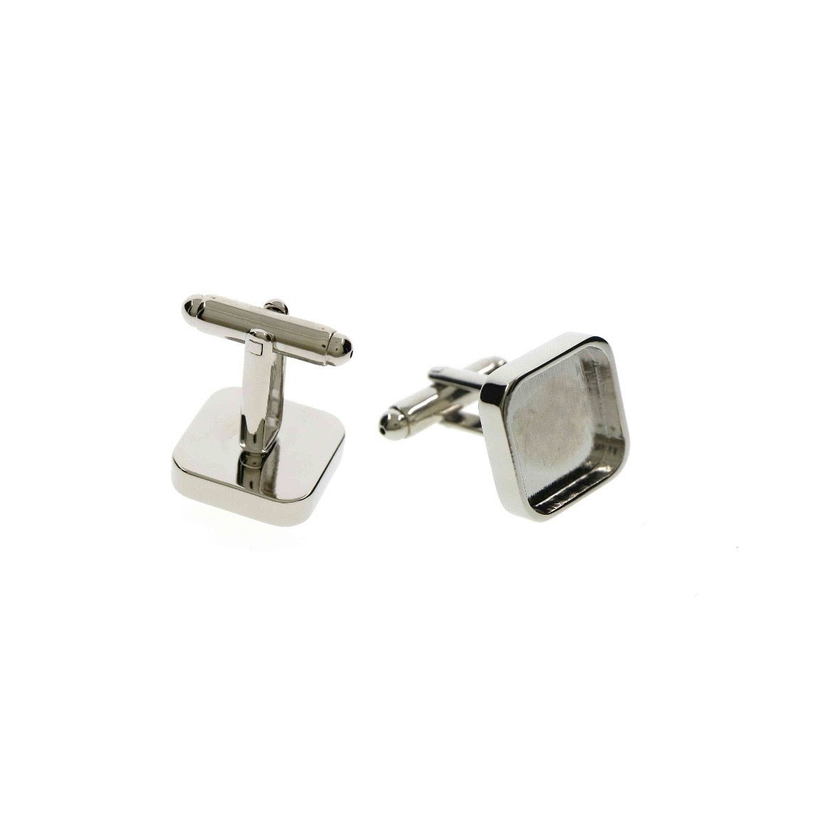 silver square cufflinks